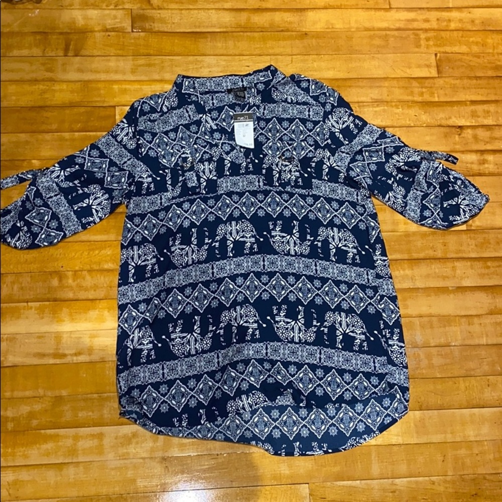 Blue and white blouse